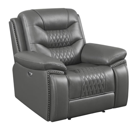 Flamenco - Tufted Upholstered Power Recliner - Gray