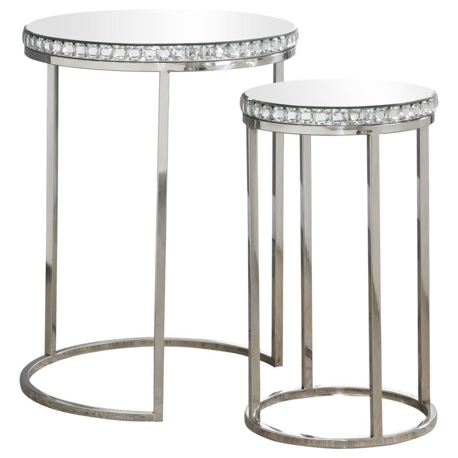 Addison - Bleker 2-Piece Round Nesting Table - Pearl Silver