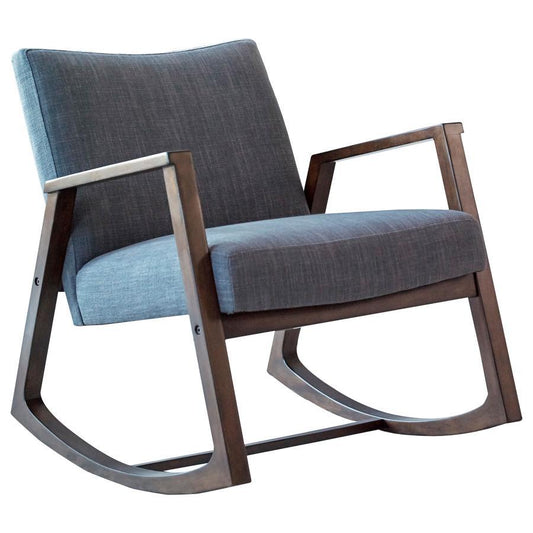 Gianna - Upholstered Rocking Chair With Wooden Arm - Gray