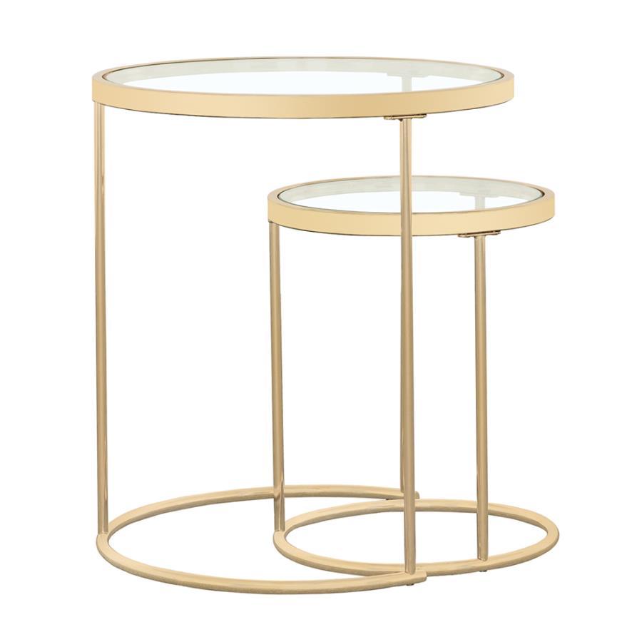 Maylin - 2-piece Round Glass Top Nesting Tables - Yellow