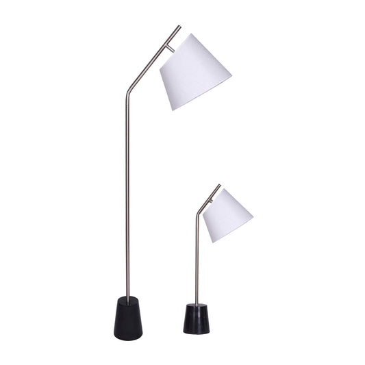 Marble Table And Floor Task Lamps 23 / 62" (Set of 2) - Silver