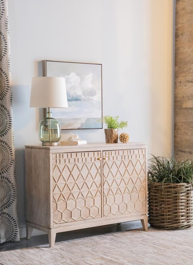 Eberto - 2-door Geometric Accent Cabinet - Beige