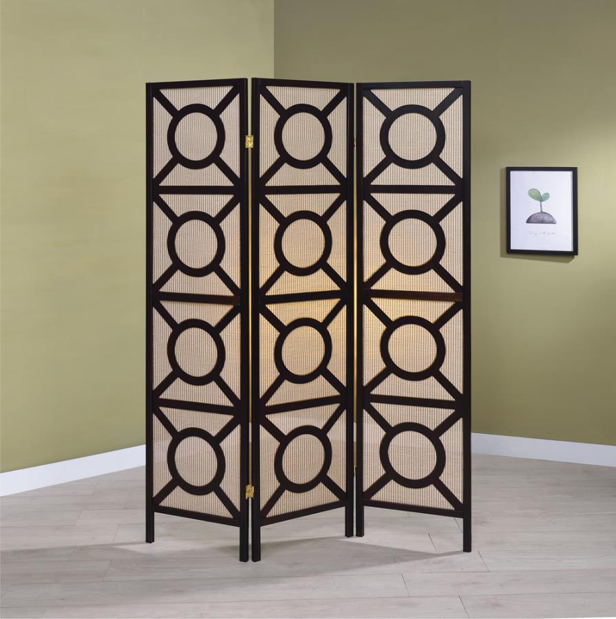 Vulcan - 3-panel Geometric Folding Screen - Brown