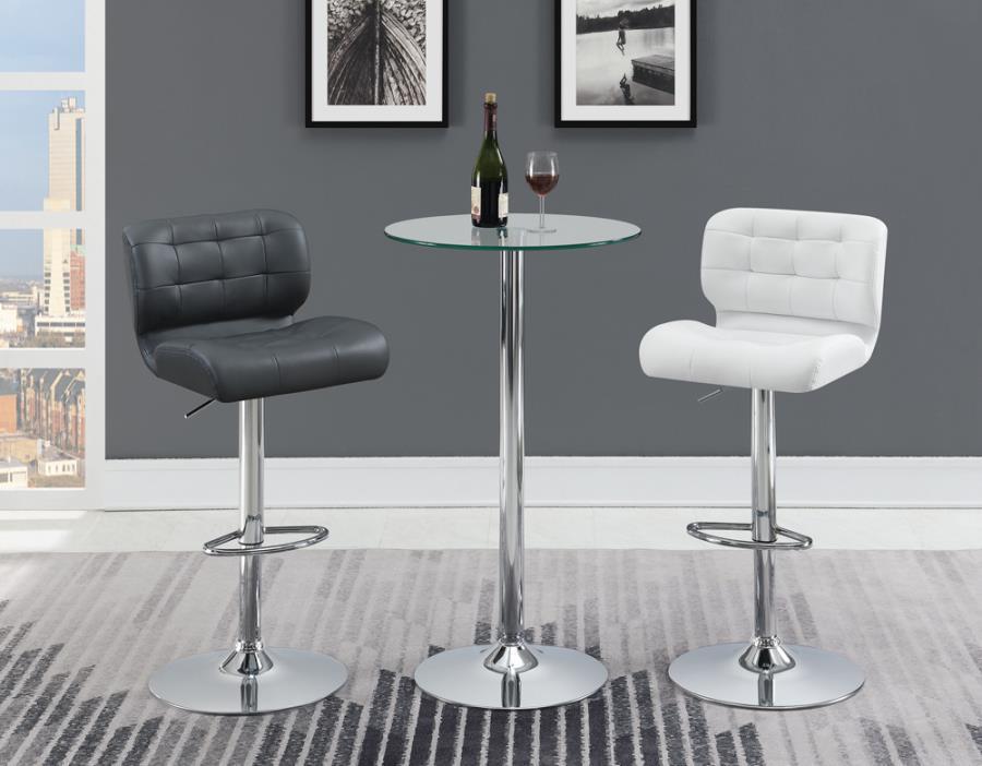 Abiline - Glass Top Round Bar Table - Pearl Silver