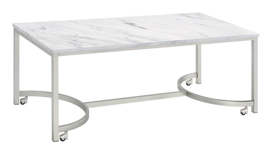 Leona - Coffee Table With Casters - White