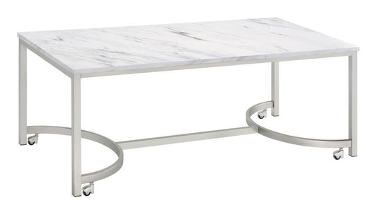 Leona - Coffee Table With Casters - White