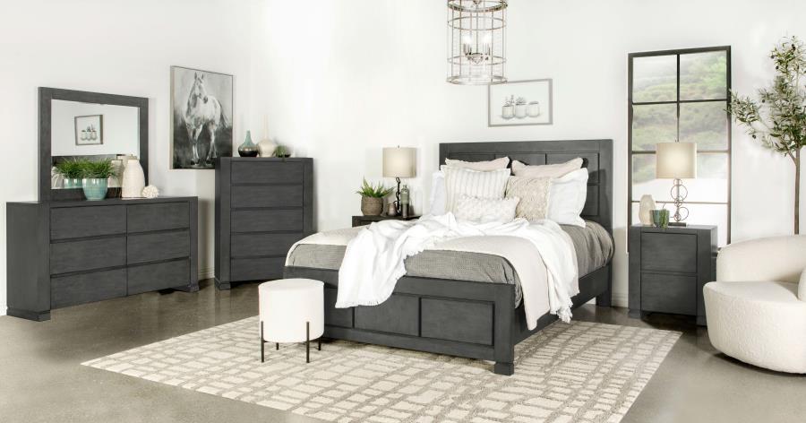 Lorenzo - Eastern King Bed 5 Piece Set - Dark Gray