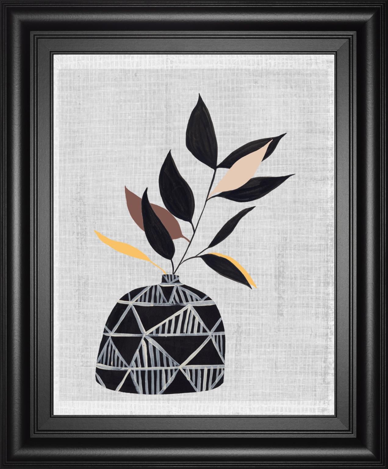 Decorated Vase with Plant IV By Melissa Wang 22x26 - Black
