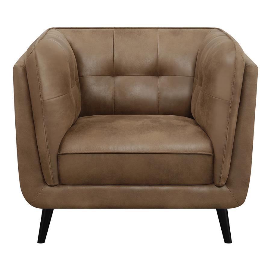 Thatcher Upholstered Button Tufted Chair Brown