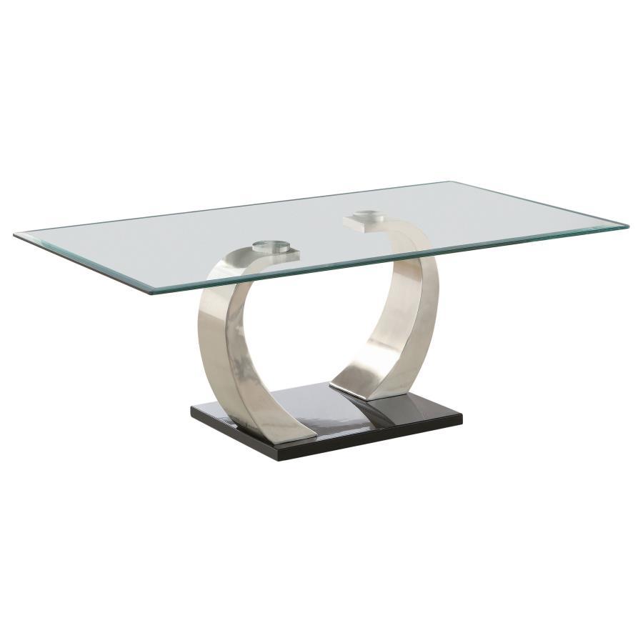 Pruitt - Glass Top Coffee Table - Pearl Silver