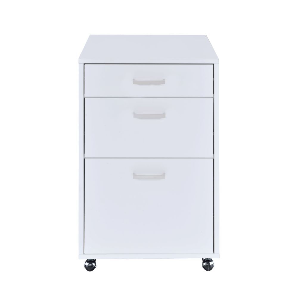 Coleen - File Cabinet - White High Gloss & Chrome