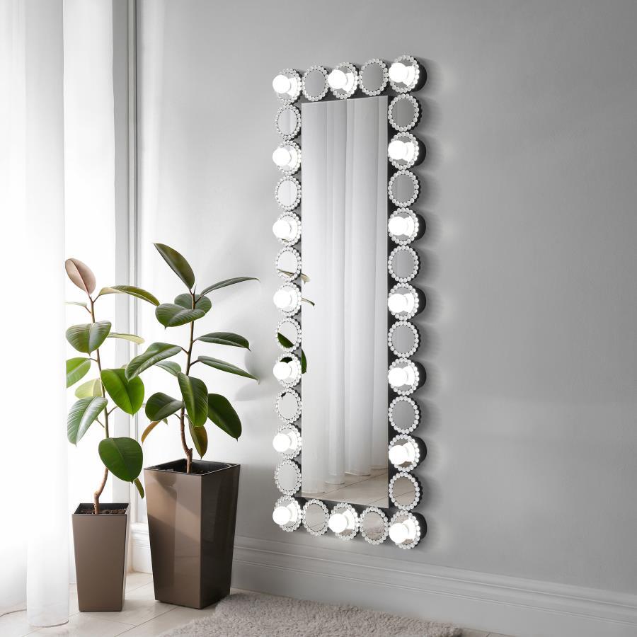 Aghes - Accent Mirror With 16 Led Lights - Pearl Silver