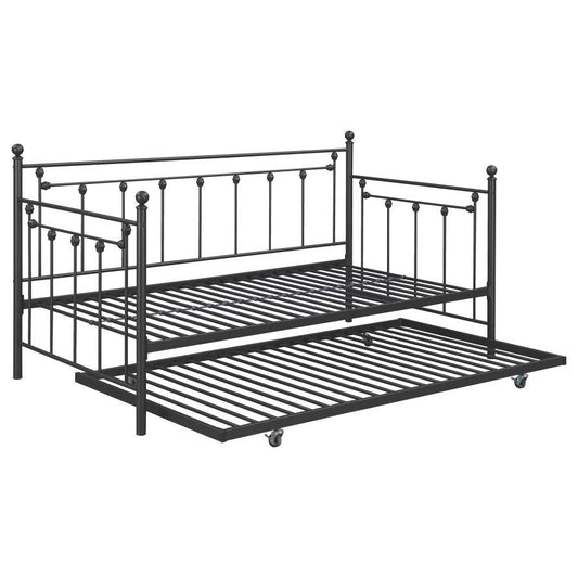 Nocus - Metal Twin Day Bed With Trundle - Black