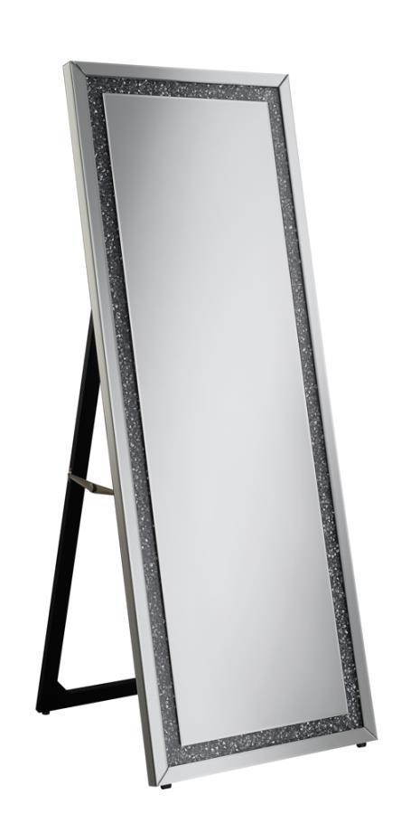 Novak - Rectangular Cheval Floor Mirror - Pearl Silver