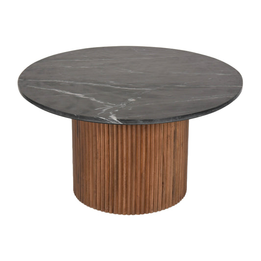 Wood/Marble Reeded Coffee Table 34" - Brown / Black