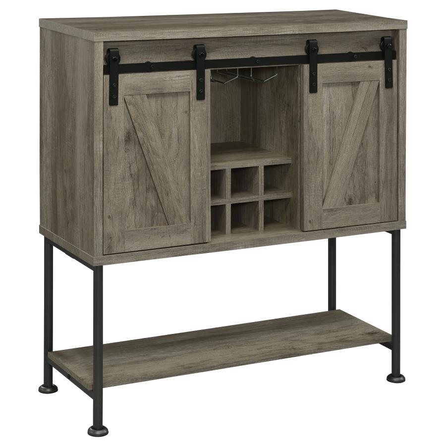 Claremont - Sliding Door Bar Cabinet With Lower Shelf - Pearl Silver