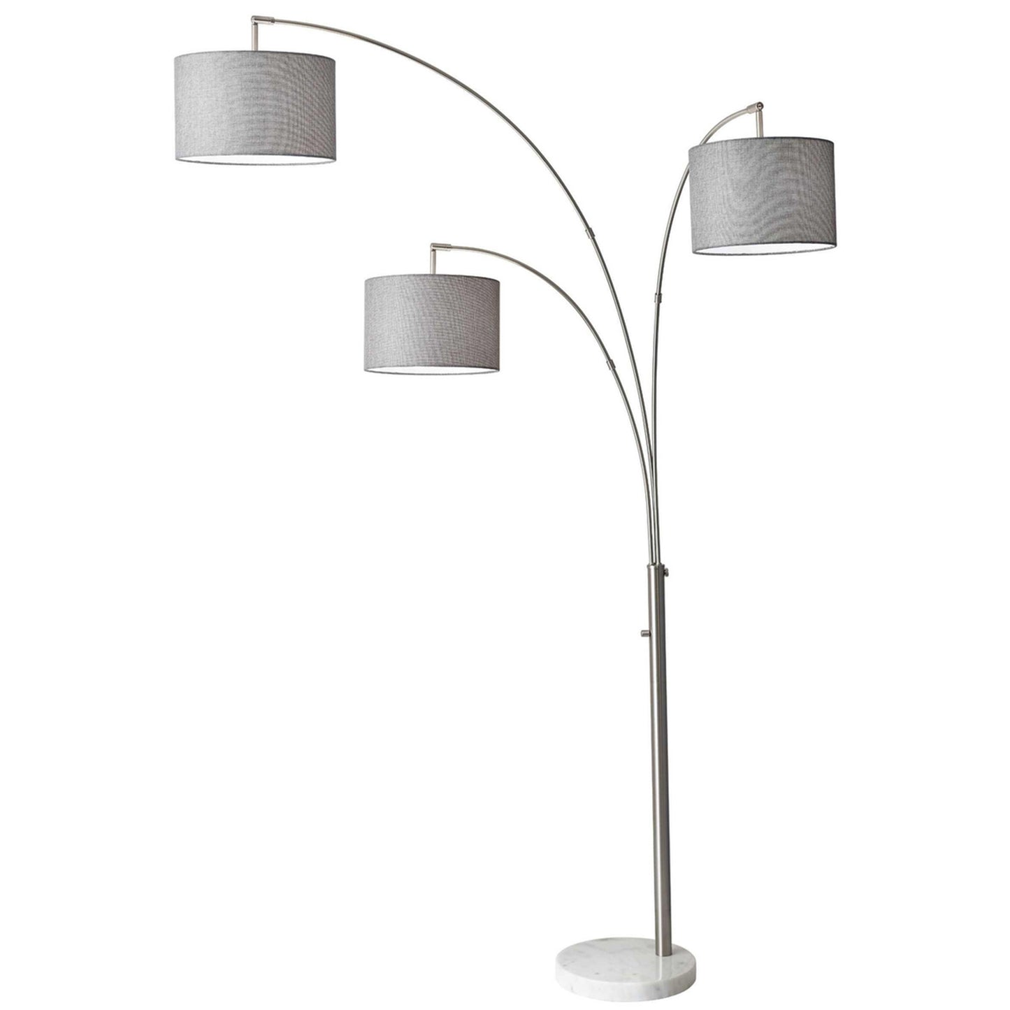 Metal Three Arm Arc Floor Lamp With Marble Base 82" - Silver