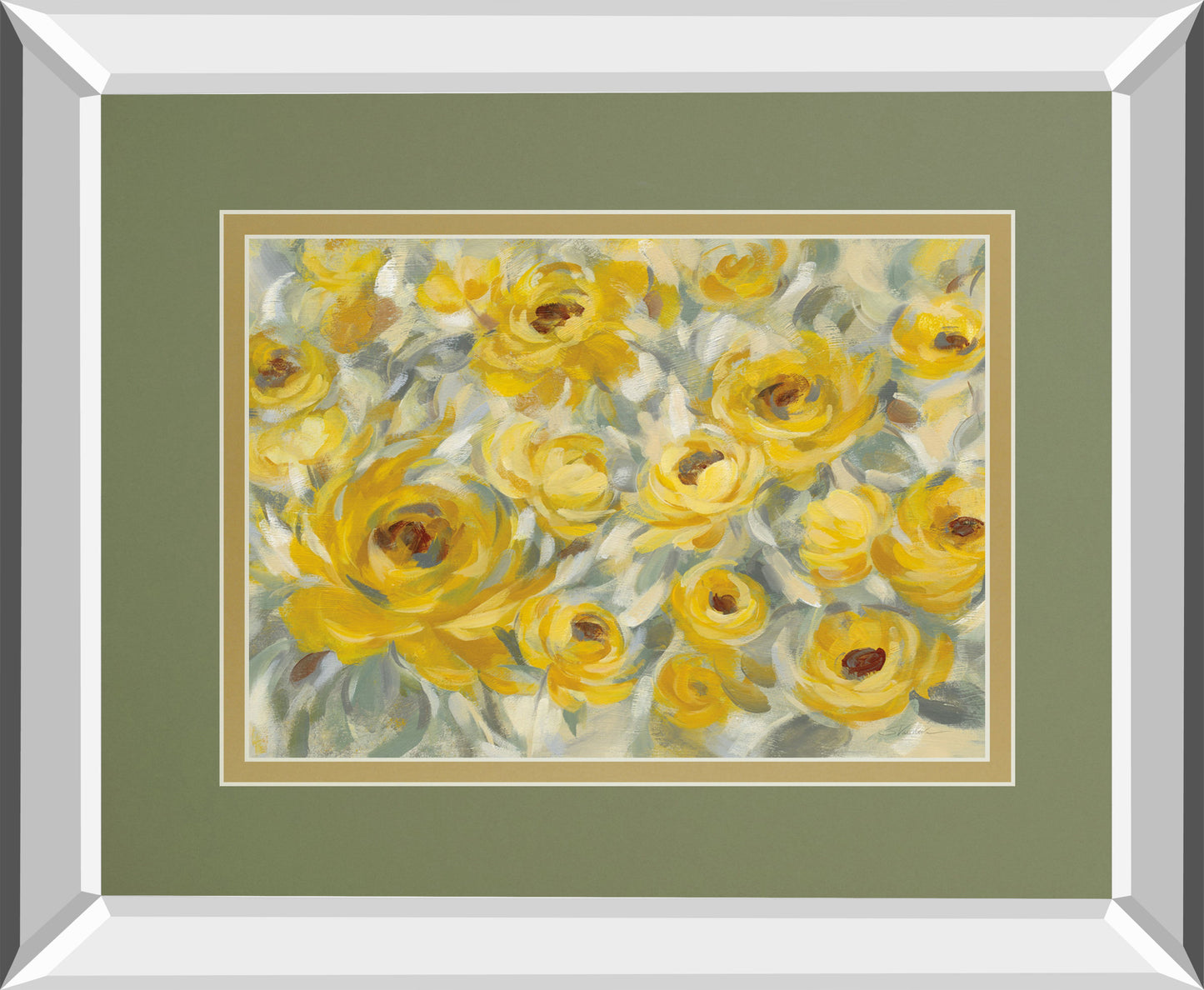 Yellow Roses By Silvia Vassileva Mirrored Frame