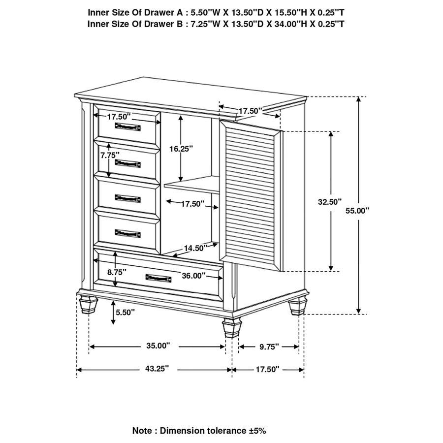 Franco - 5-drawer Gentleman’s Chest