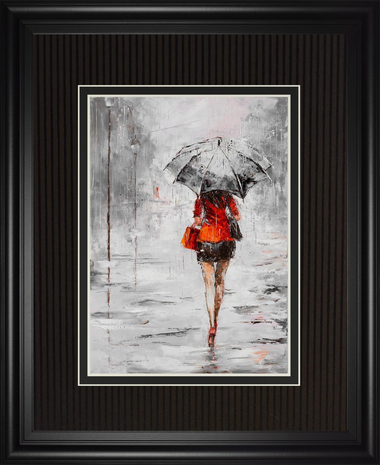 City in the Rain II By Jolanta Kowalik 34x40 - Red