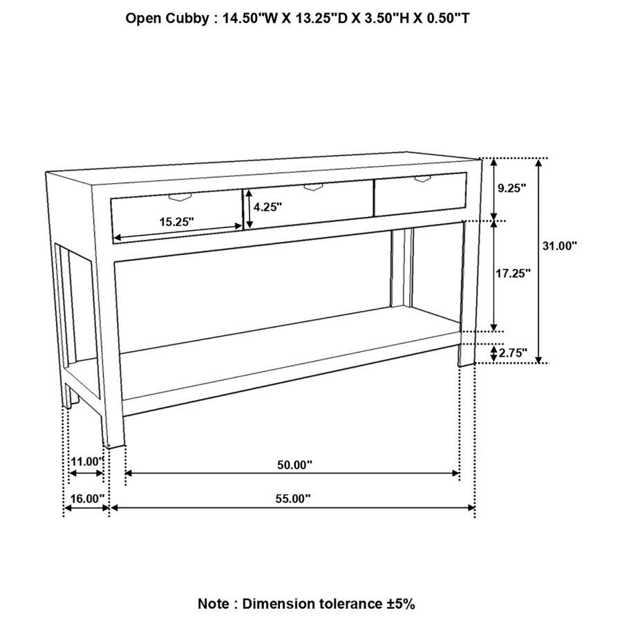 Esther - 3-Drawer Storage Console Table - Light Brown