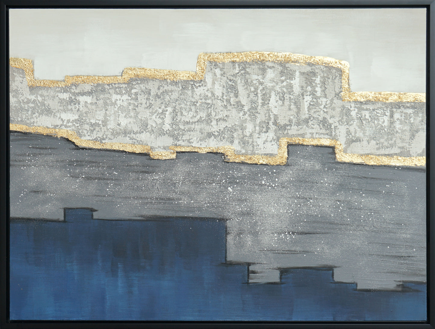 Hand Painted Textured Canvas With Foil In Frame 35 x 47