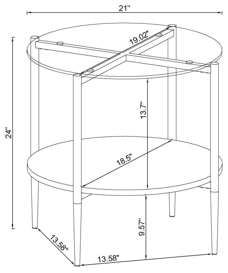 Cadee - Round Glass Top End Table - White