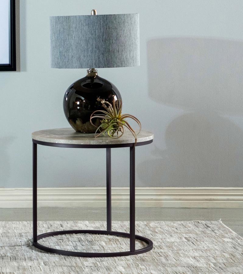 Lainey - Round End Table - Gray