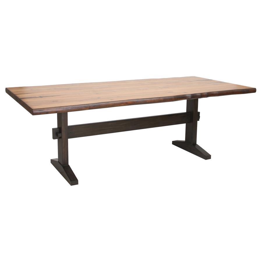 Bexley - Live Edge Trestle Dining Table - Brown