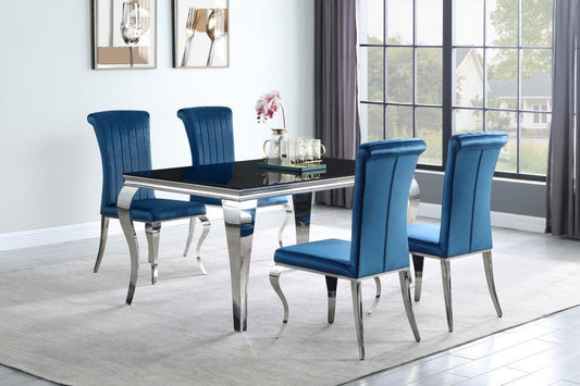 Carone - 5 Piece Dining Room Set - Teal - Fabric