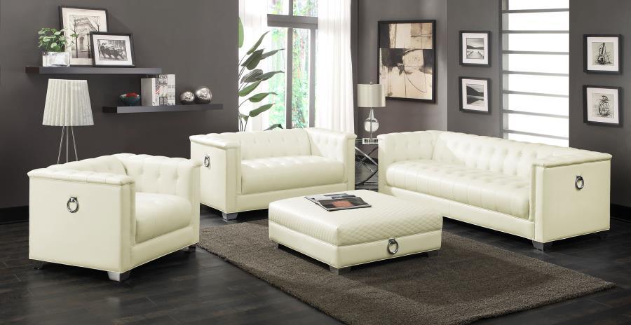 Chaviano - 4 Piece Living Room Set (Sofa, Loveseat, Chair, Ottoman) - White