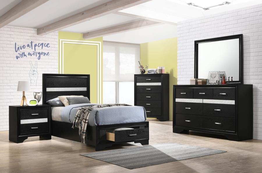 Miranda - Twin Bed 5 Piece Set - Black