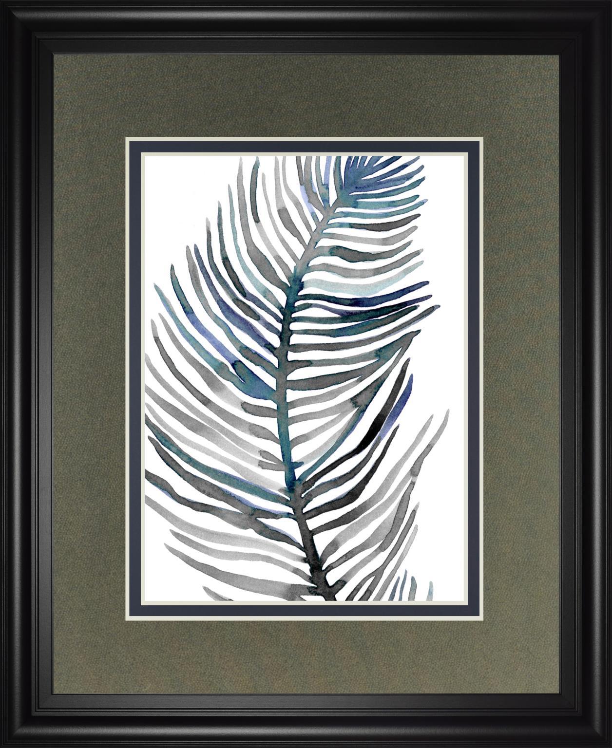 Blue Feathered Palm III By Emma Scarvey 34x40 - Dark Gray