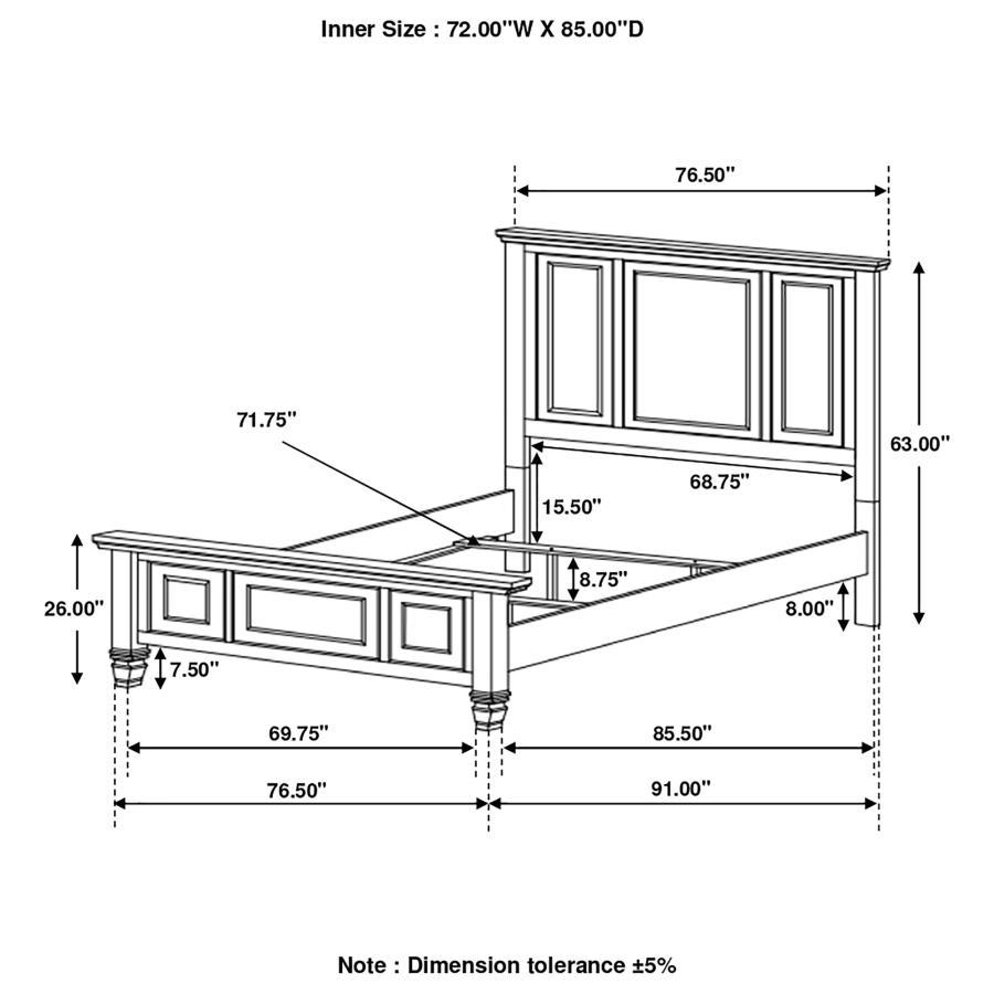 Sandy Beach - Panel Bed with High Headboard