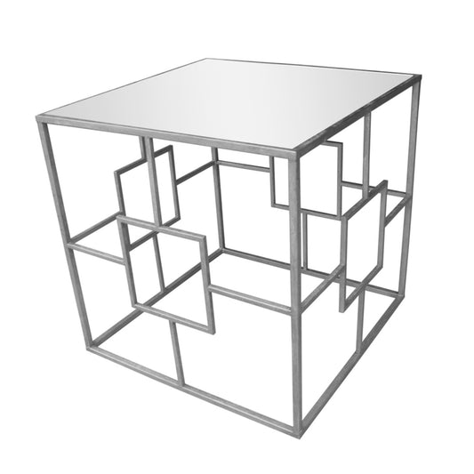 Mirrored Top Table - Silver