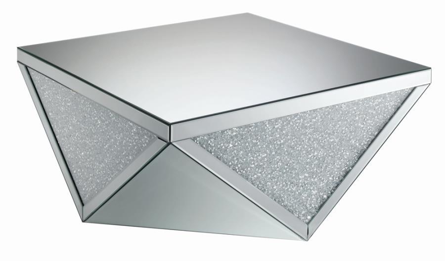 Gunilla - Square Coffee Table With Triangle Detailing - Pearl Silver