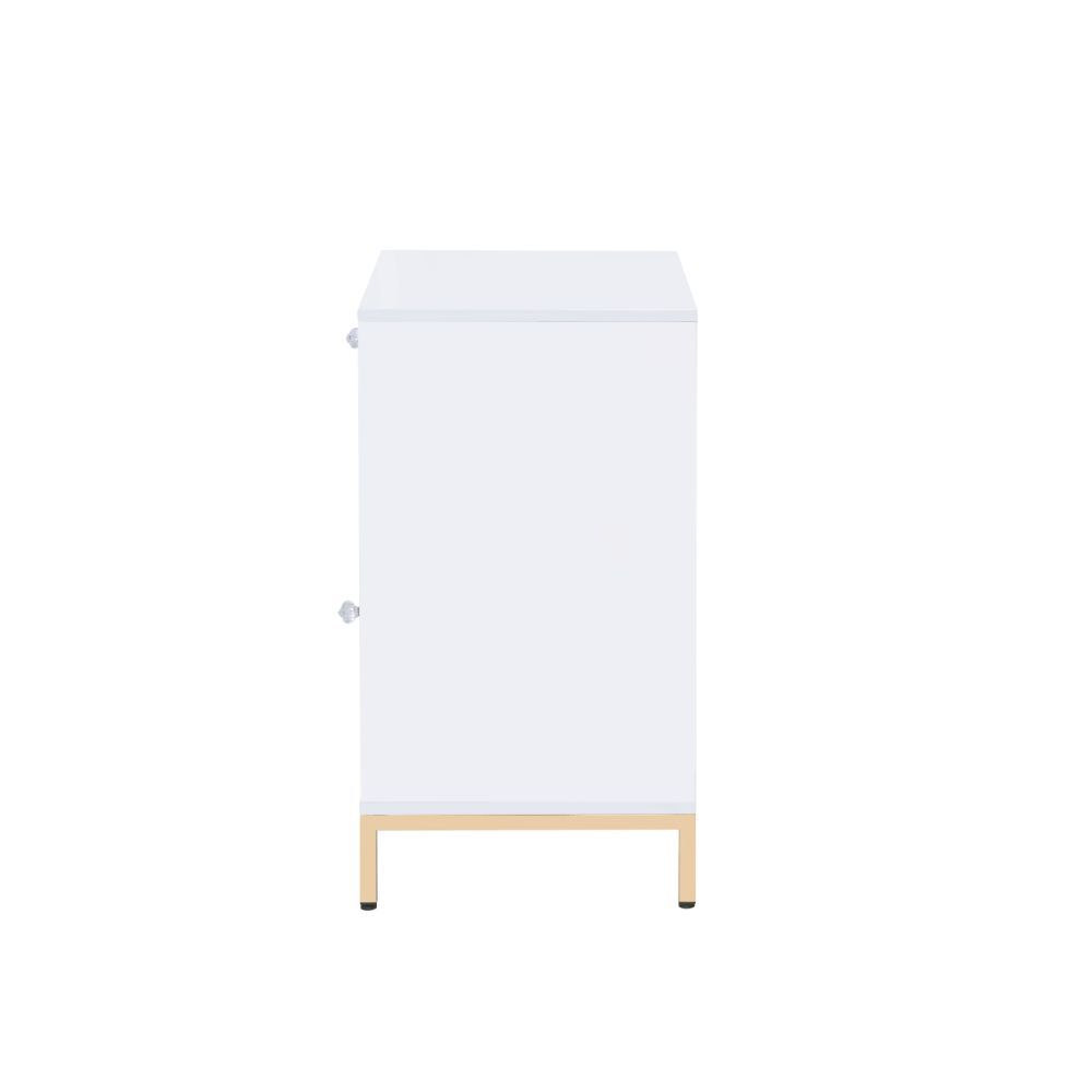 Ottey - Cabinet - White High Gloss & Gold