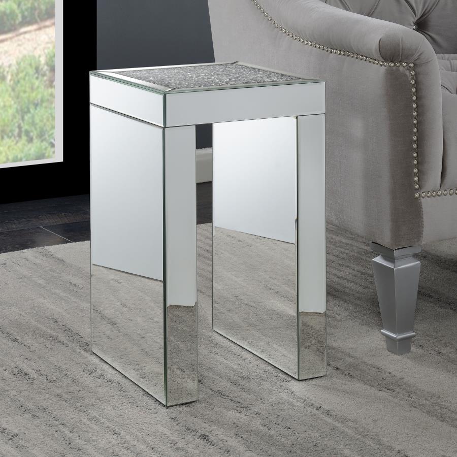 Audrey - Square Chair Side Table - Pearl Silver