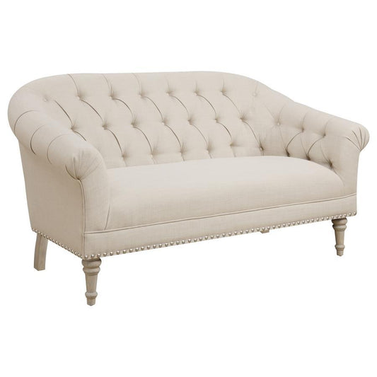 Billie - Tufted Back Settee With Roll Arm - Beige