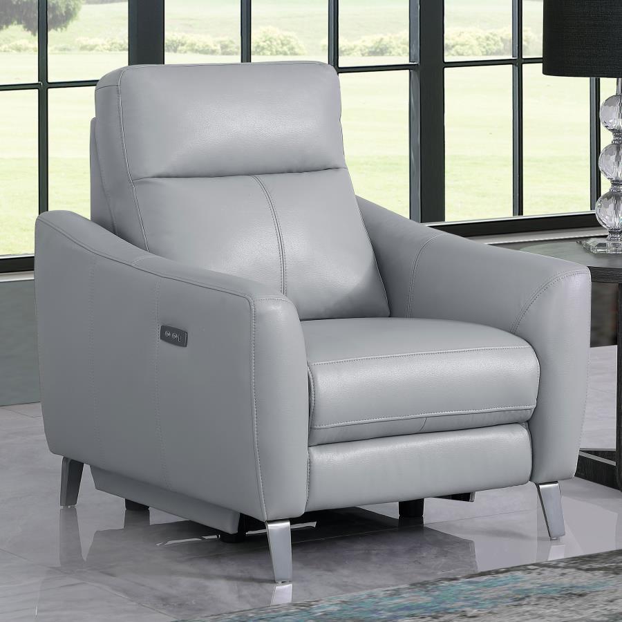 Derek - Power Recliner - Pearl Silver