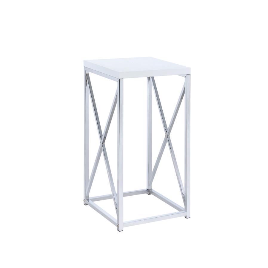 Edmund - Accent Table With X-cross - White