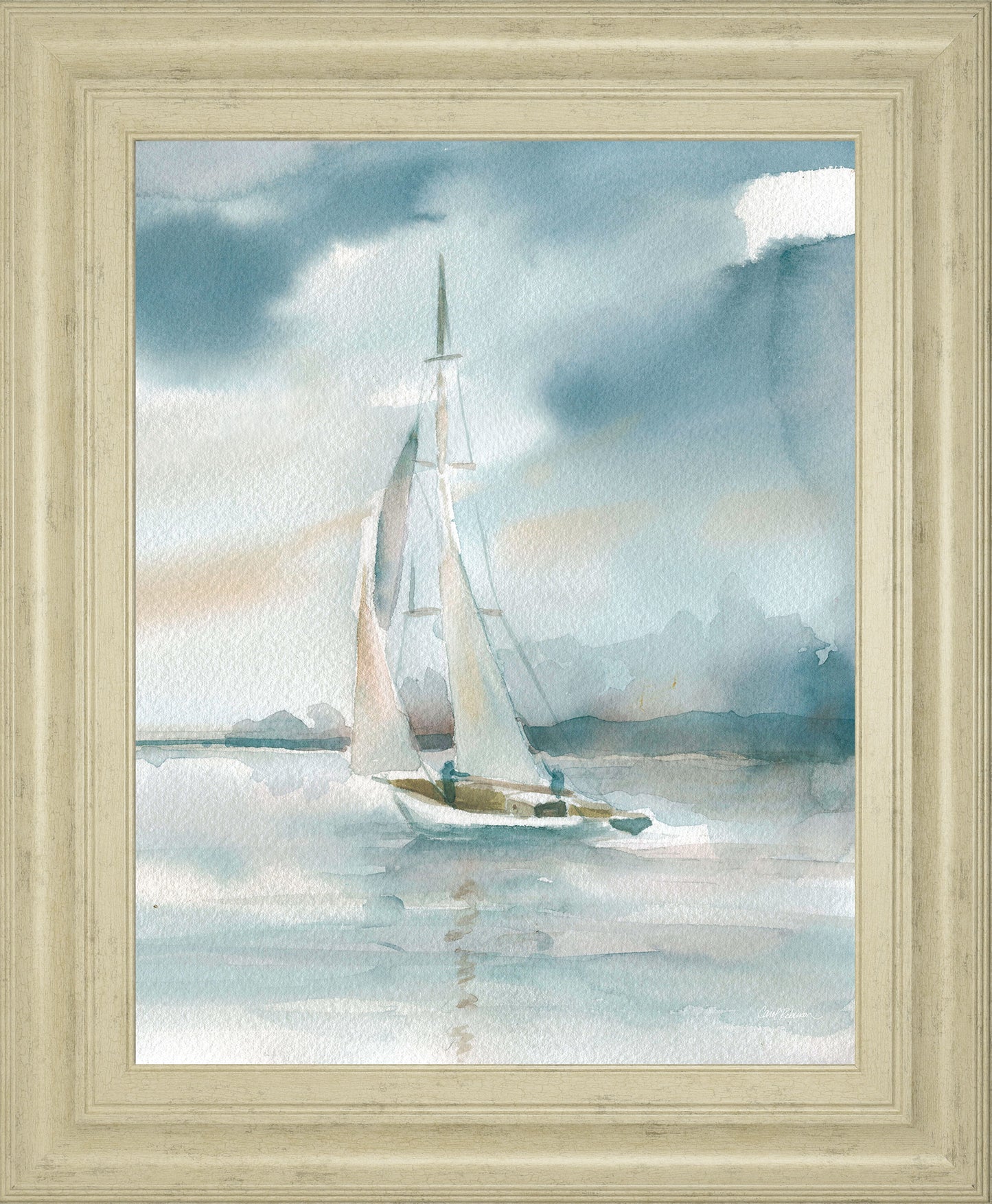 Subtle Mist I By Carol Robinson - Framed Print Wall Art - Blue