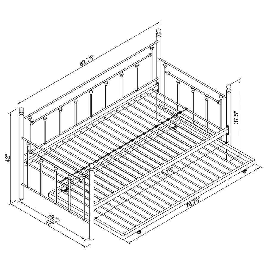 Nocus - Metal Twin Day Bed With Trundle - Black