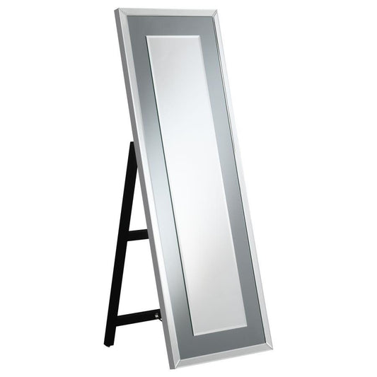 Eugene - Rectangular Cheval Mirror With Led Light - Pearl Silver