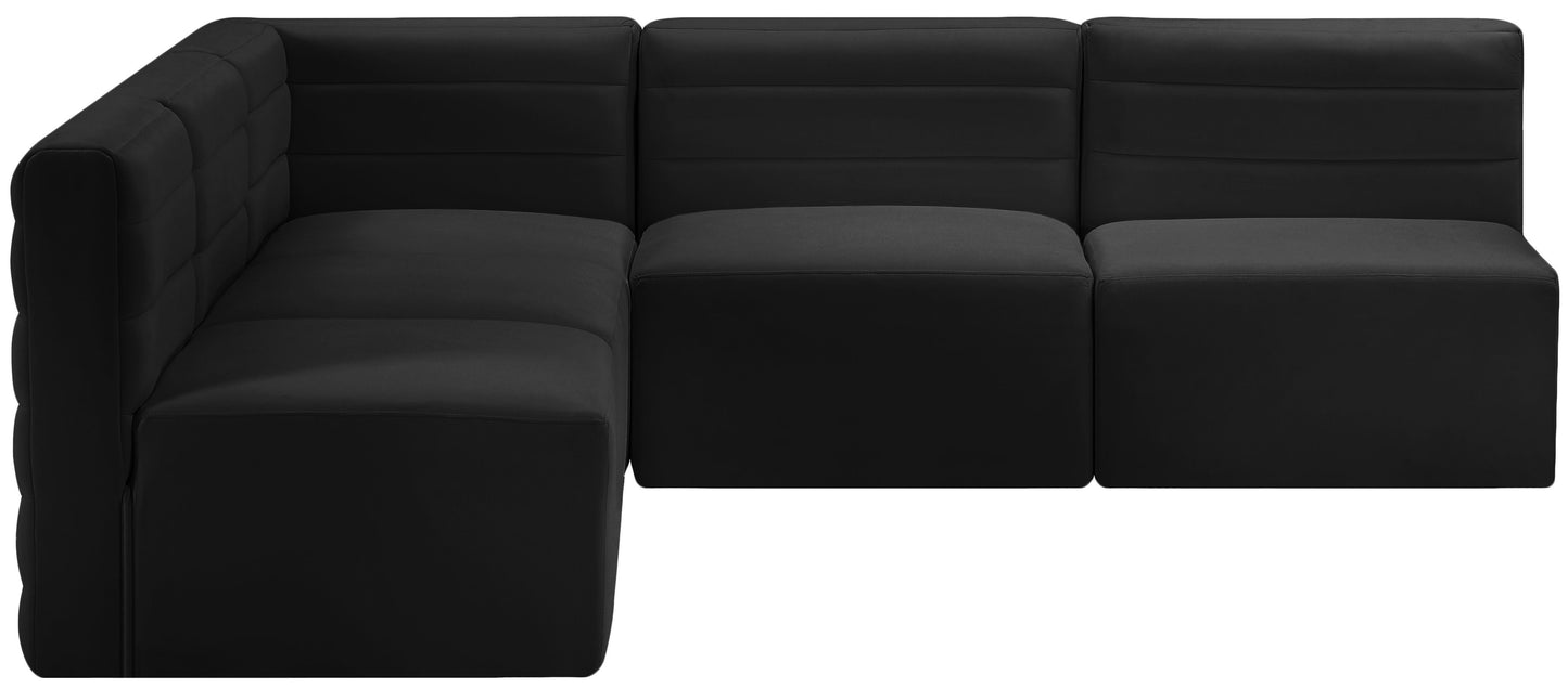 Quincy - Modular Sectional -5 pcs. Black  Velvet Modern & Contemporary