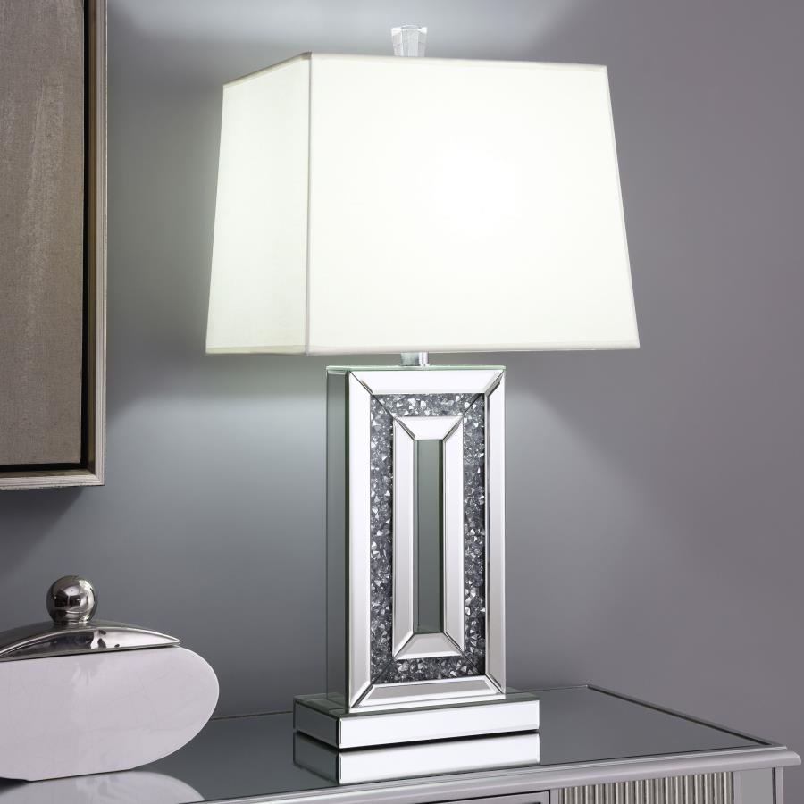 Ayelet - Table Lamp With Mirror Tile Base - Pearl Silver