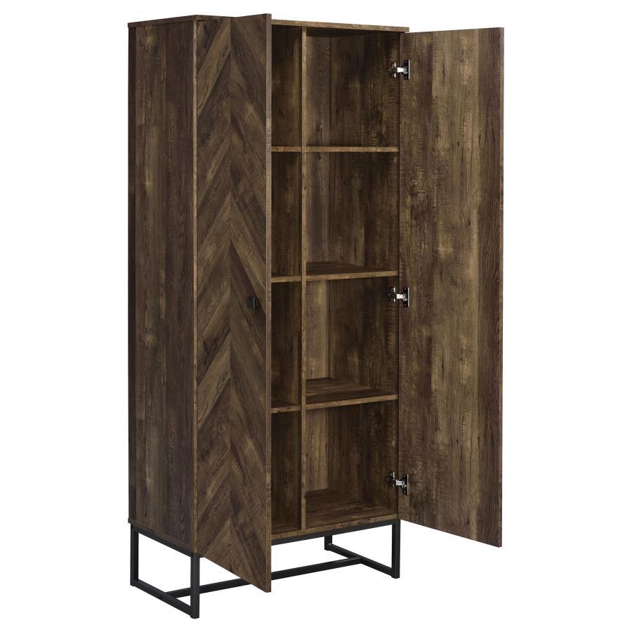 Carolyn - Accent Cabinet With Herringbone - Pattern - Brown