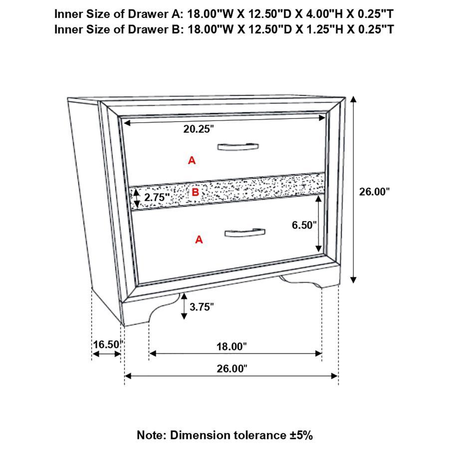 Miranda - 2-drawer Nightstand Tray