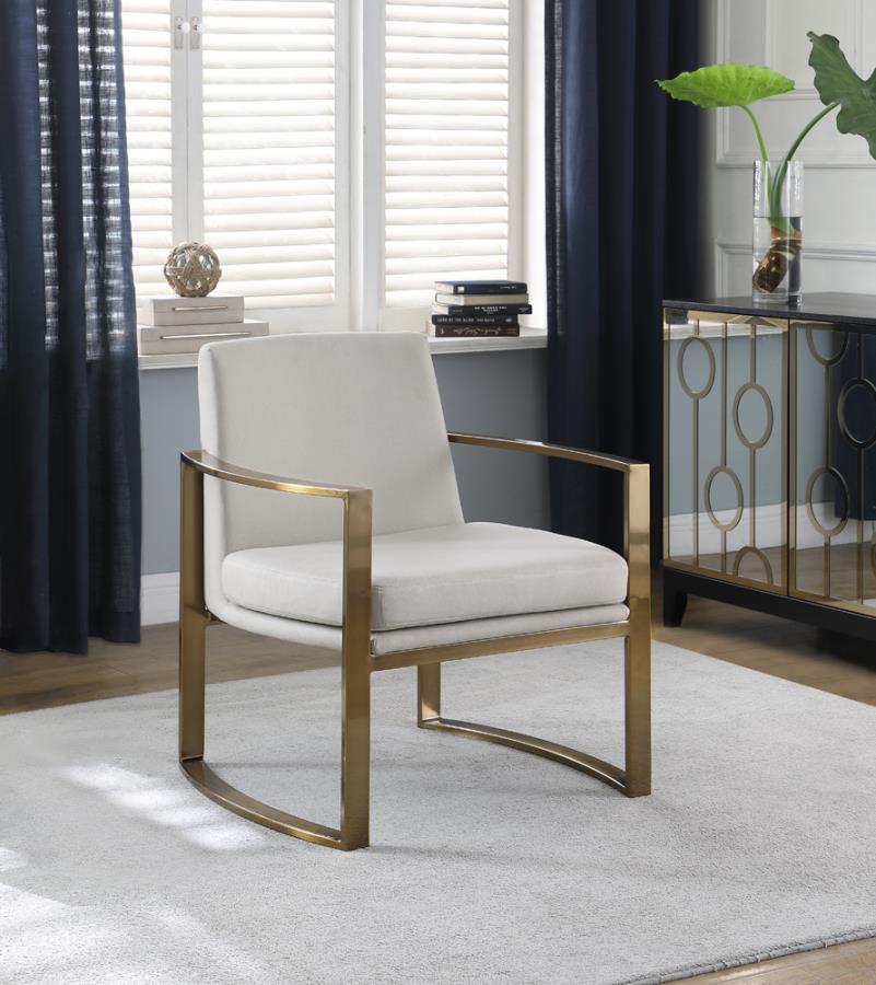 Cory - Concave Metal Arm Accent Chair - White