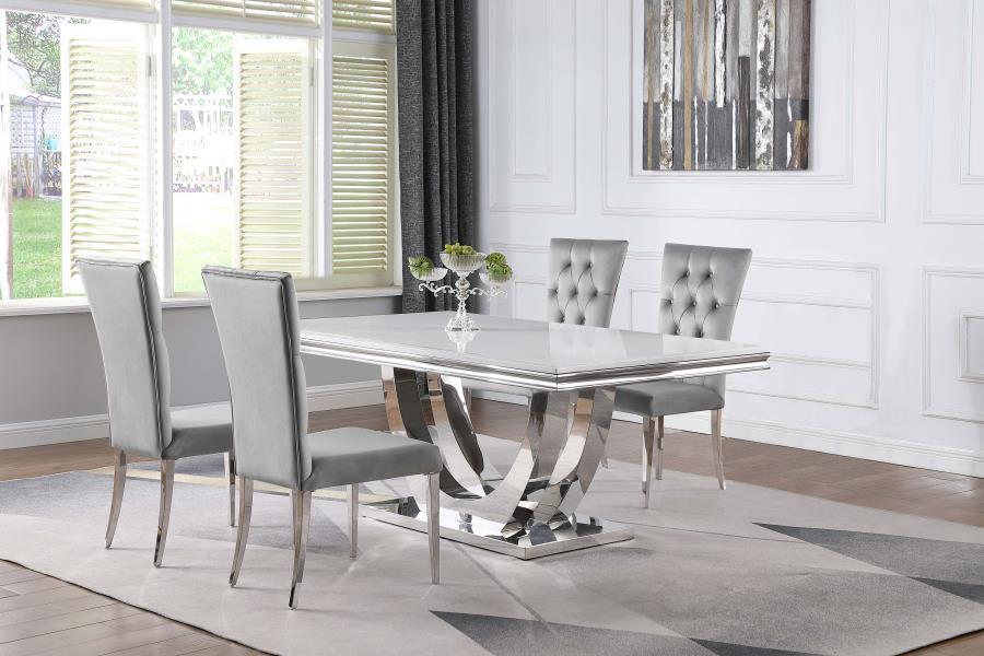 Kerwin - Dining Table 5 Piece Set - Pearl Silver